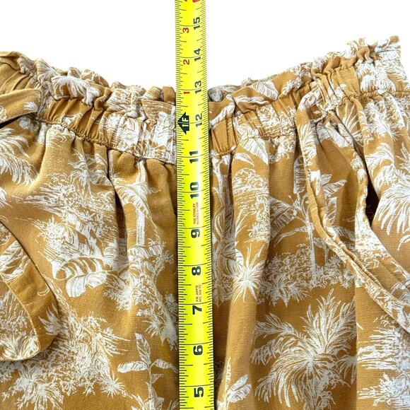 American Eagle Cotton Linen Blend Wide Leg Crop Pants Lined Belted Size S Gold - Picture 11 of 13